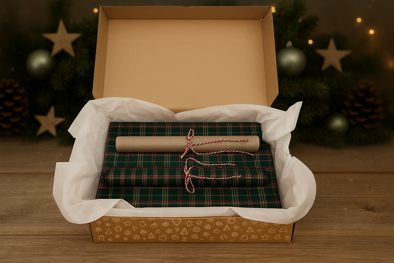 Caja regalo Navidad pack Camino de mesa + Salvamanteles