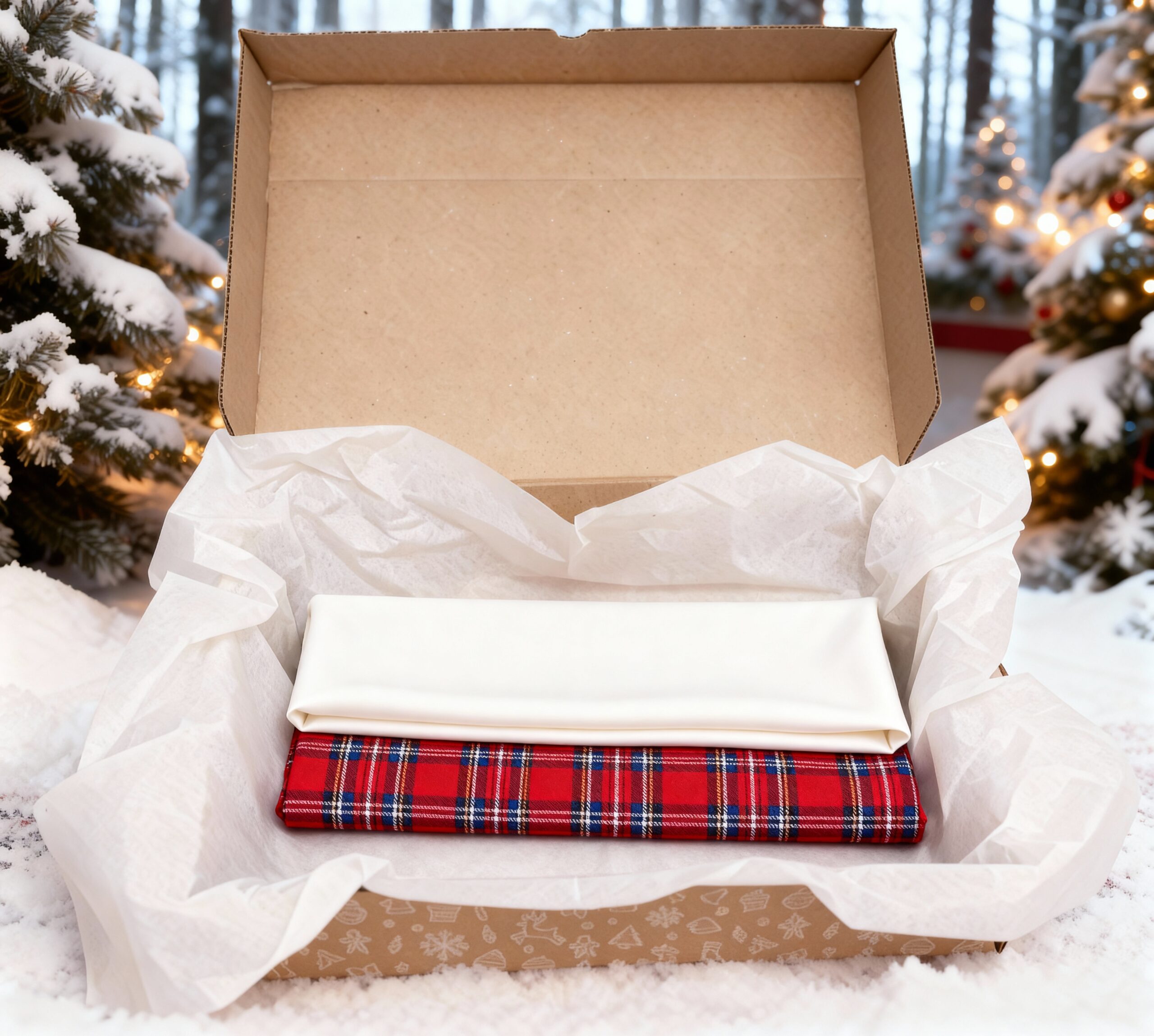 Caja regalo Navidad pack MANTEL + Camino de mesa