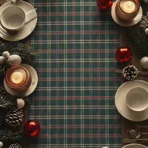 Camino de NAVIDAD resinado Antimanchas TARTÁN Verde